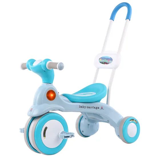 2-in-1 Baby Tricycle with Push Handle – Kids Balance & Pedal Bike (Blue)
