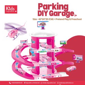 DIY Pink Garage 3-Level Imaginary Pretend Play Set