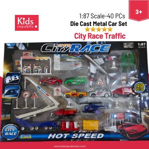 City Traffic Alloy Cars Set - 40 Pcs Die-cast Vehicle Set