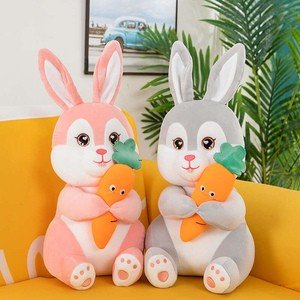 Rabbit Plush Toy with Carrot - Soft Stuffed Appease Doll