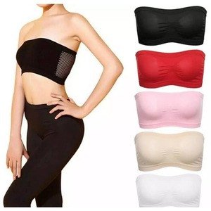 Women Plain Strapless Boob Tube Crop Top Bra