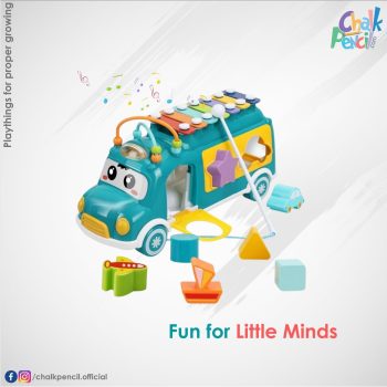 Huanger Music Bus Xylophone With Shape Sorter Toy