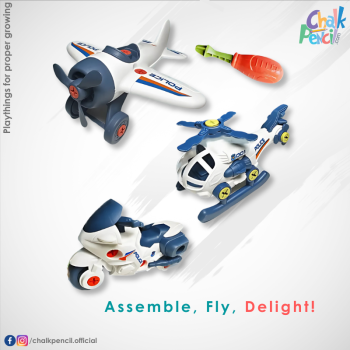 3 In 1 Police DIY Construction Vehicle Set