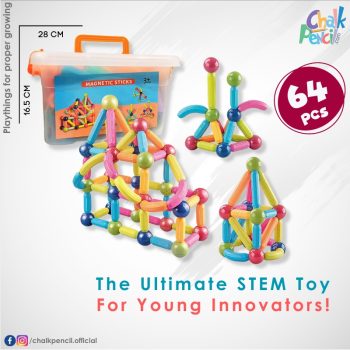 3D Magnetic Rods Building Set - 64 Pcs