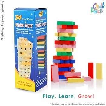54 Pcs Colorful Tumbling Stacking Building Tower Game