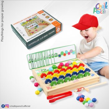 Colorful Caterpillar Clip Catch Preschool Bead Fishing Puzzle Game
