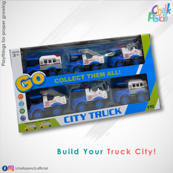 City Truck Collection Friction Powered 6-Piece Toy Car Set