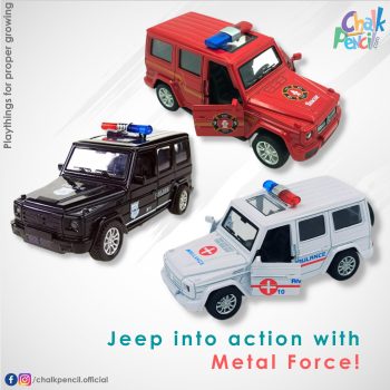 Metal Friction Powered Jeep Car Set - Die-Cast Vehicle Toy