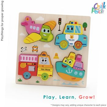 Police Vehicles Wooden Puzzle Board for Kids