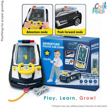 Racing Police Car Steering Wheel Game Toy with USB Power & Siren