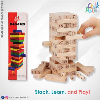 Wooden Stacking Blocks 54 Pcs - Educational Building Game