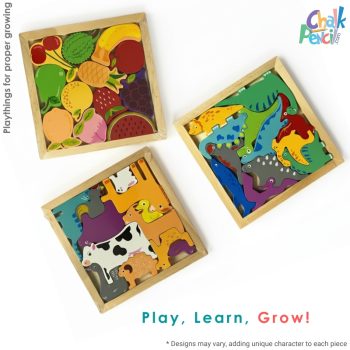 Stacking Dinosaur Animal Fruit Wooden Puzzles