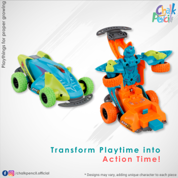 Friction Powered Transforming Robot Car for Kids