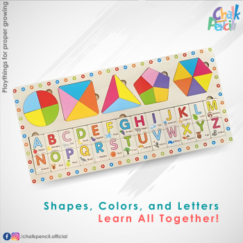 Wooden Alphabets and Geometric Puzzles Educational Set