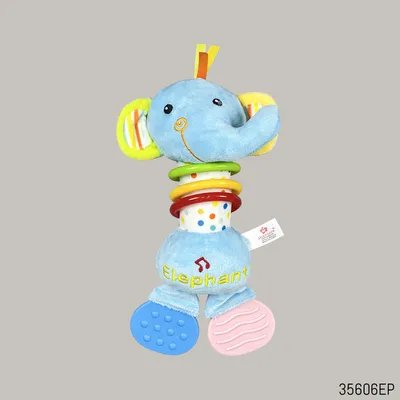 Elephant Plush Rattle & Teether Soft Toy