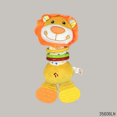 Rattle Plush Animal Soft Toy With Teether Lion