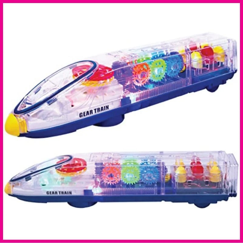 Transparent Gear Train with 3D Lights and Music