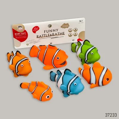 Funny Rattle Squeeze Me Squeaky Bath Toys Sea Fish - 6 Pcs