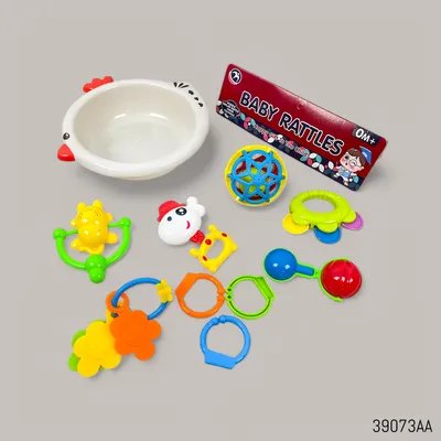 Jhunjhuni Baby Rattle Toy Set with Storage Bowl - 7 Pcs