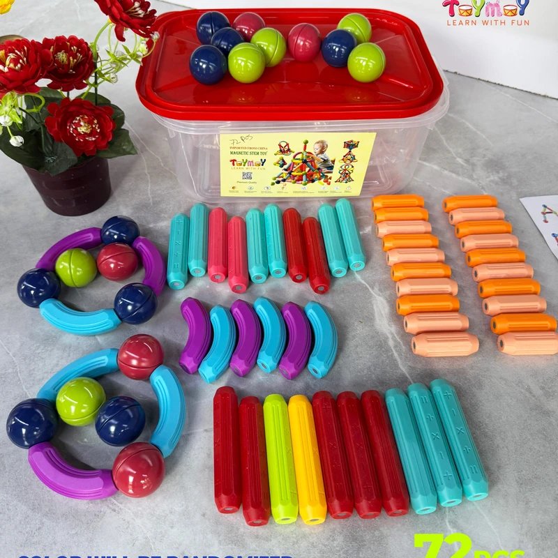 Toymoy Magnetic Stick STEM Building Blocks - 72 Pcs