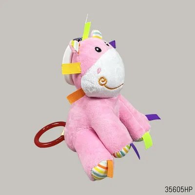 Musical Rattle Plush Animal Soft Toy Hippo