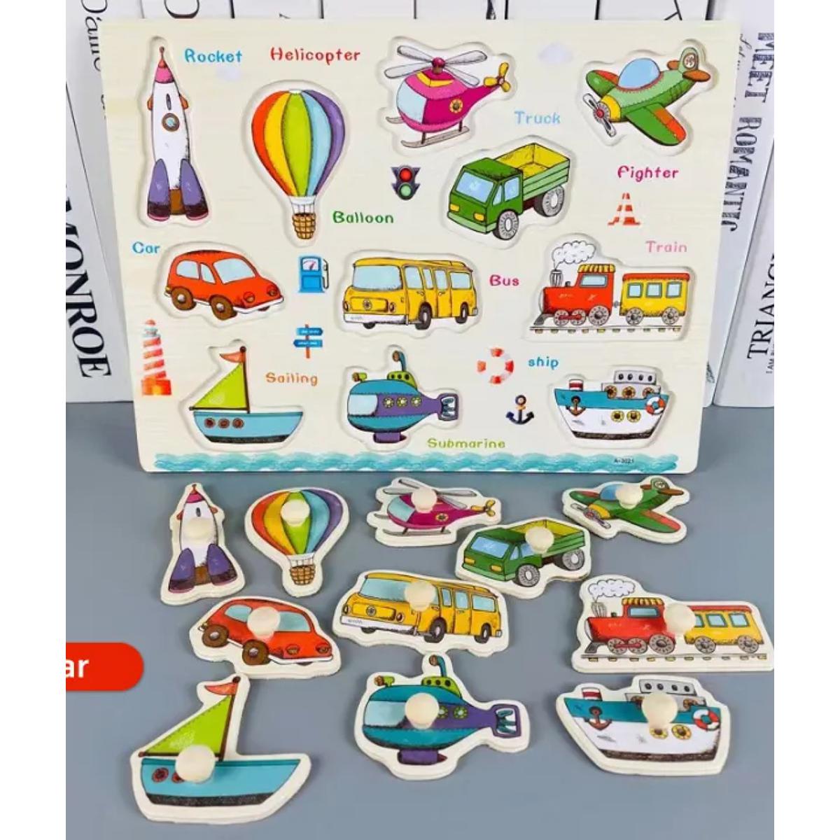 Buy Wooden Vehicle Peg Puzzle Educational Toy in Bangladesh