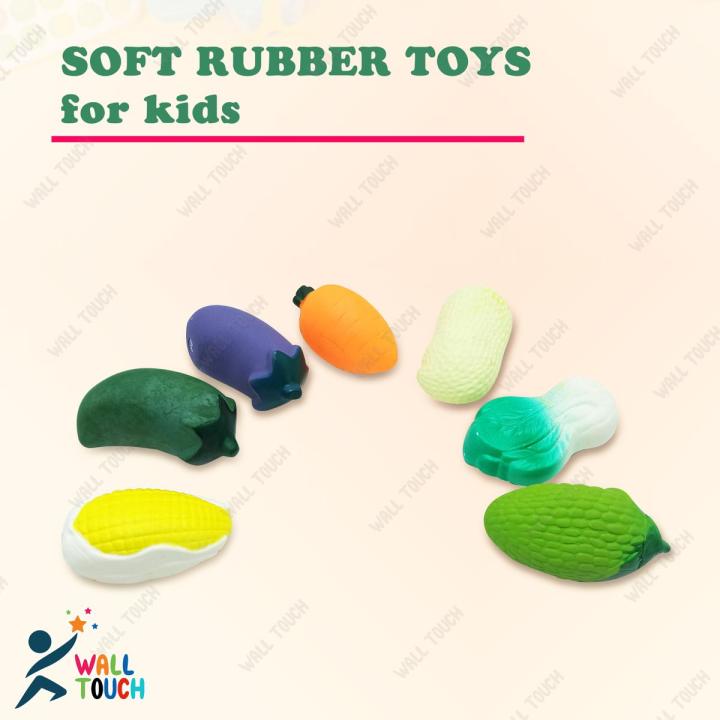 Buy Soft Rubber Sound Baby Wash Bath Play Vegetable Toys - 7 Pcs in Bangladesh