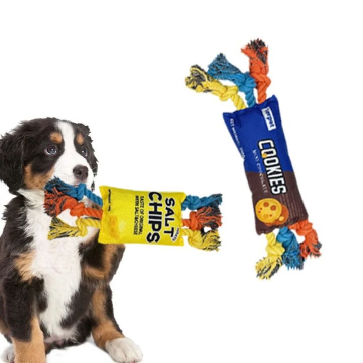 Buy Funny Potato Chips Plush Dog Chew Toy with Rope Knot in Bangladesh