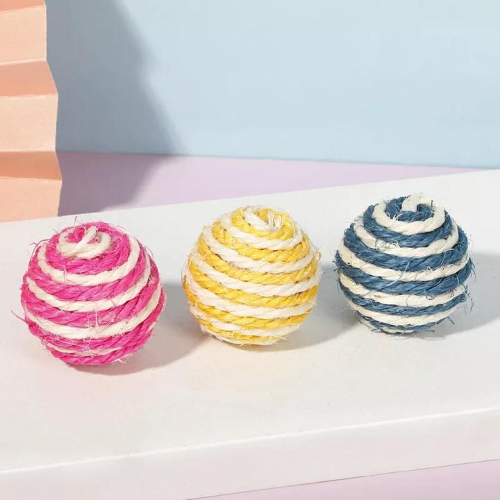 Buy 2 pc Colorful Sisal Interactive Ball Cat Toy in Bangladesh