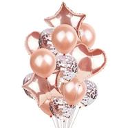 Buy 14 Pcs Rose Gold Foil and Latex Balloon Set in Bangladesh