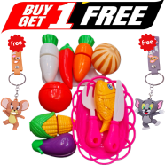 Buy Children's Toy Fruit and Vegetable Cutting Set with Free Key Ring in Bangladesh