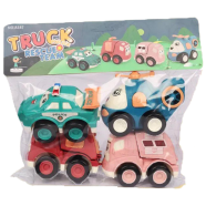 Buy Food Grade Mini Plastic Pull and Back Car Set (4 Pcs) - Model 3 in Bangladesh