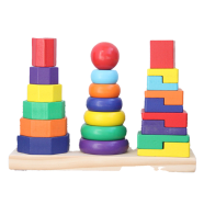 Buy Multi-Color Wooden Three Column Tower Stacker in Bangladesh