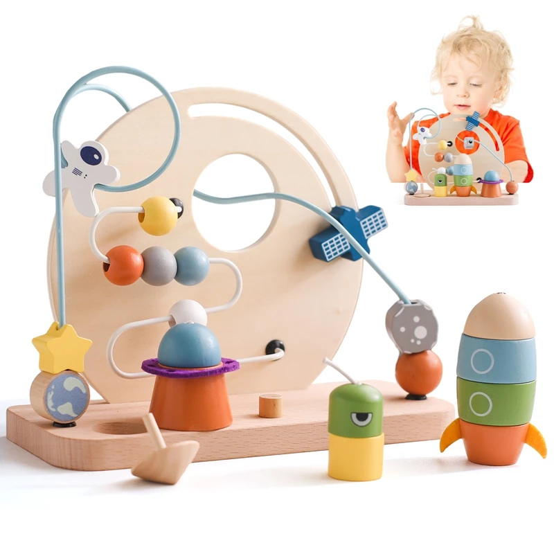 Buy Montessori Wooden Aviation Beaded Planet Toy in Bangladesh