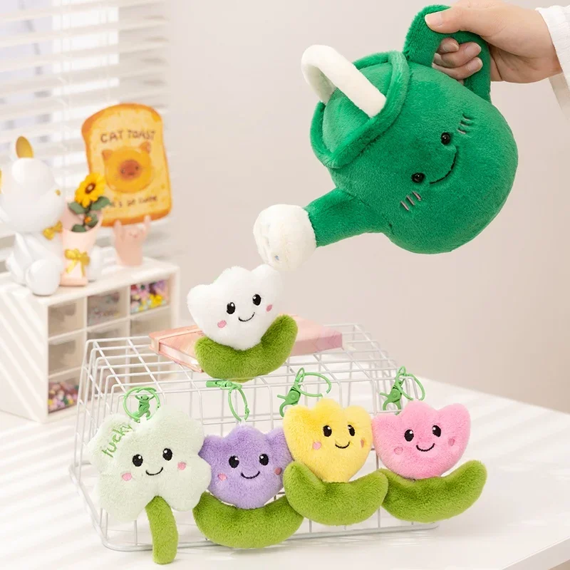 Buy Cartoon Watering Pot & Tulip Flower Plush Toy Keychain in Bangladesh