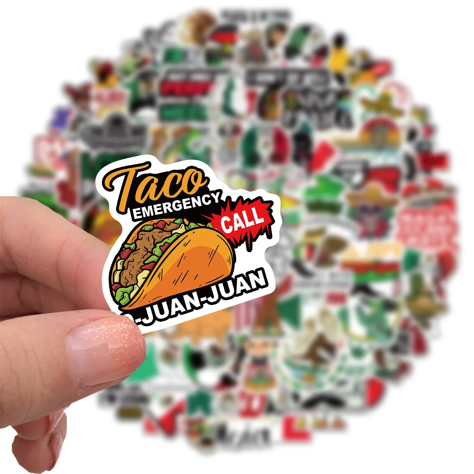 Buy 100Pcs Mexico Style Food Waterproof Vinyl Decals in Bangladesh