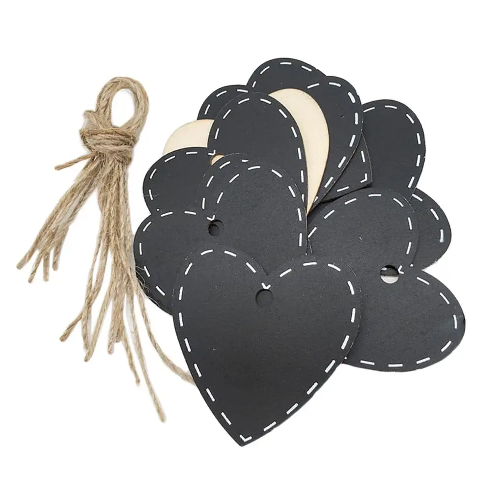Buy 10x Heart Shaped Wooden Chalkboard Label Tags with String in Bangladesh