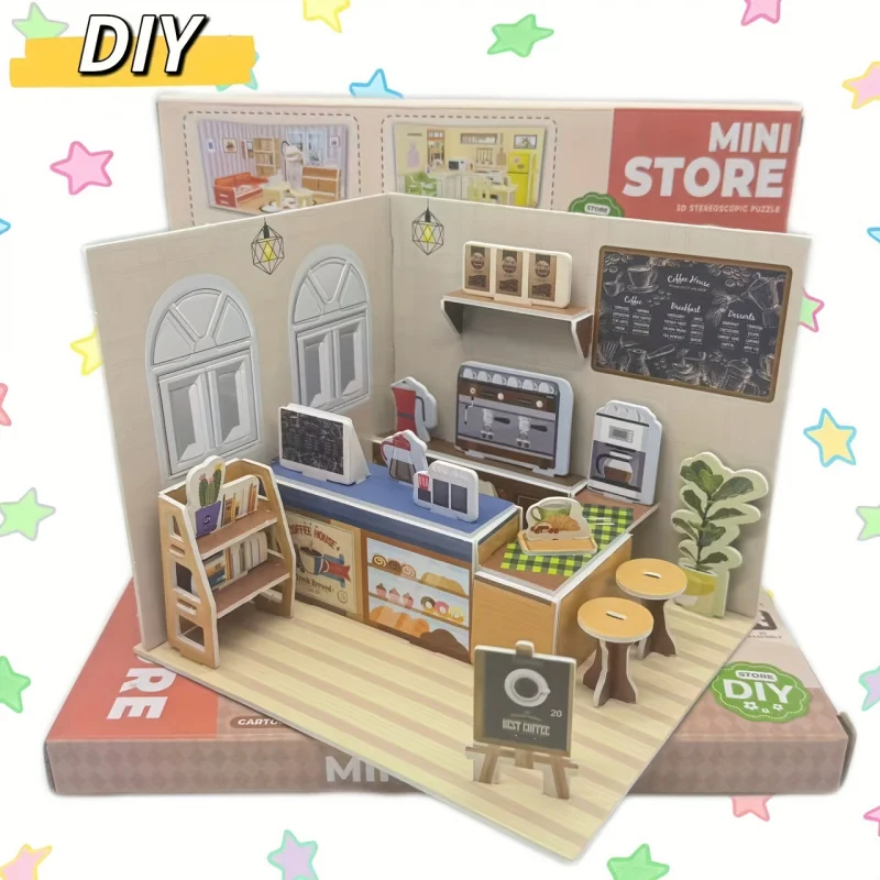 Buy DIY 3D Mini Store Coffee Shop Puzzle Toy in Bangladesh