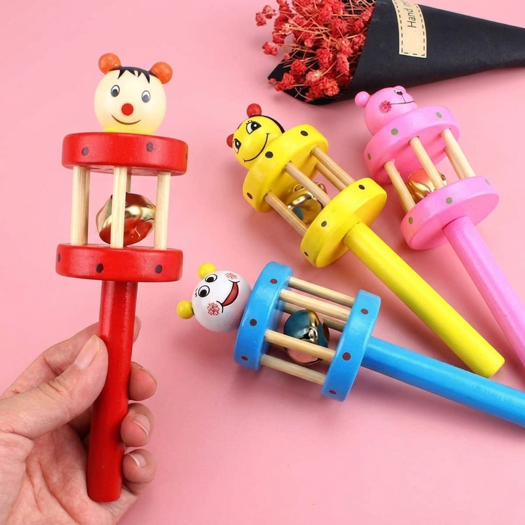 Buy Wooden Animal Smiling Face Ring Bell Musical Kids Toy in Bangladesh