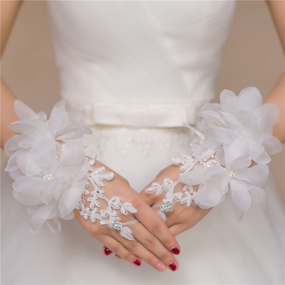 Buy Satin Cosplay & Bridal Party Lace Gloves for Girls in Bangladesh