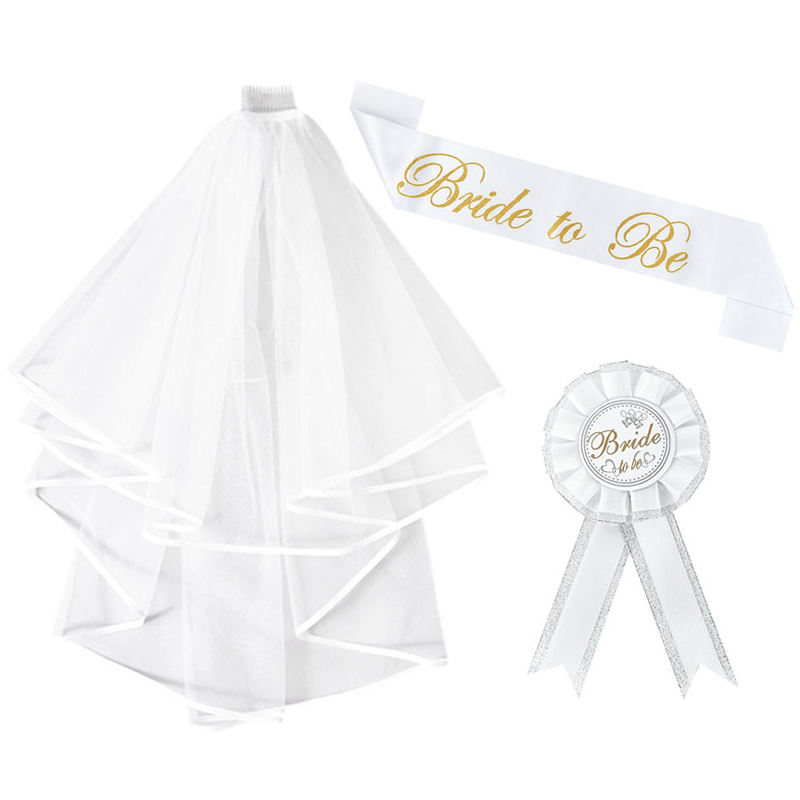 Buy Bride To Be Sash and White Veil Set with Badge in Bangladesh