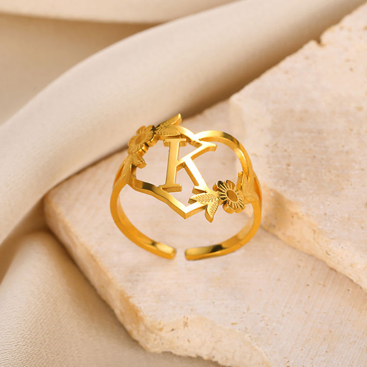 Buy Kidsland Adjustable Stainless Steel Initial Heart Ring in Bangladesh