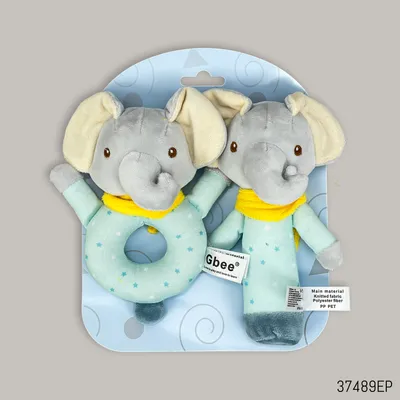 Buy Gbee Elephant Plush Squeaky Rattle Toy Hand Stick & Hand Bell Set in Bangladesh