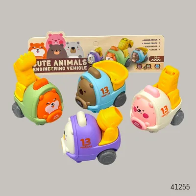 Buy Cute Animals Engineering Vehicles 4Pcs - 3Y+ in Bangladesh
